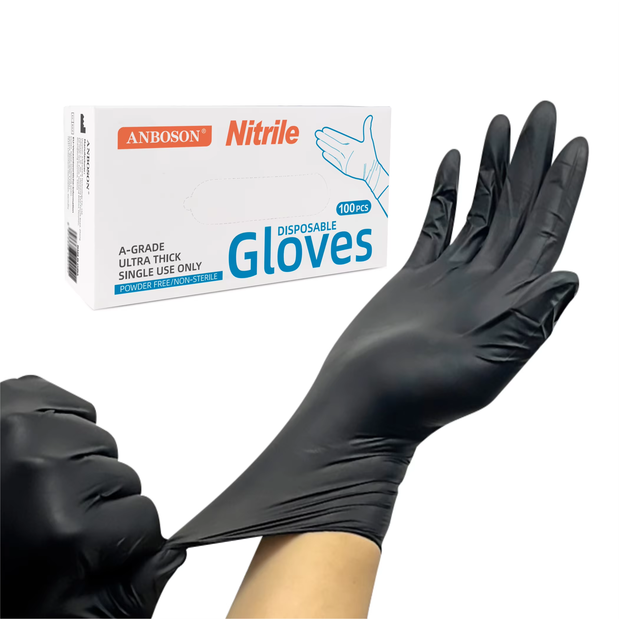 ANBOSON Disposable Black Nitrile Gloves